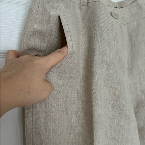 Talbots Pure linen Petite 14 women’s wide leg tan pants - Picture 5 of 8